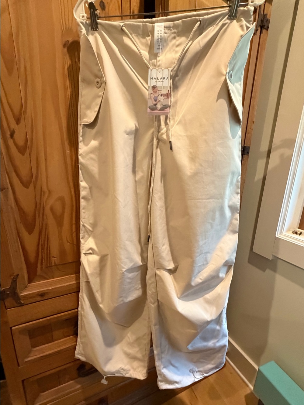 $2-4-1! 2 Halara Mid Rise Drawstring Poplin Casual Parachute Cargo Pants, Sz S